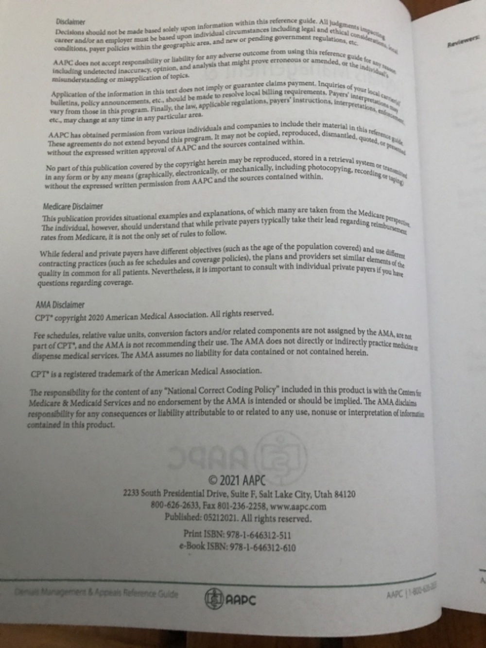 AAPC DENIAL MANAGEMENT & APPEALS REFERENCE GUIDE SECOND EDITION 2021 - Picture 4 of 5